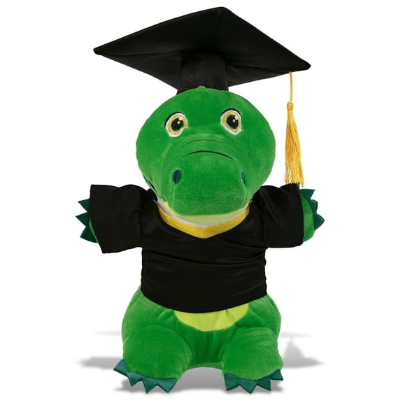 DolliBu Standing Alligator Graduation Plush Toy - Snug-Mooshies Gator Plush Graduation Stuffed Animal Dress Up with Graduation Gown and Cap with Tassel Outfit - Congratulatory Graduation Gift - 7 Inch