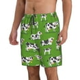 thumbnail image 2 of Kll Cows With Calfs Green Men'S Casual Summer Beach Shorts Hawaiian Shorts With Pockets-Large, 2 of 9