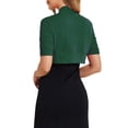 thumbnail image 3 of INSPIRE CHIC Women's Shrugs Open Front Bolero Ruched Short Sleeves Cropped Cardigan XS Green, 3 of 6