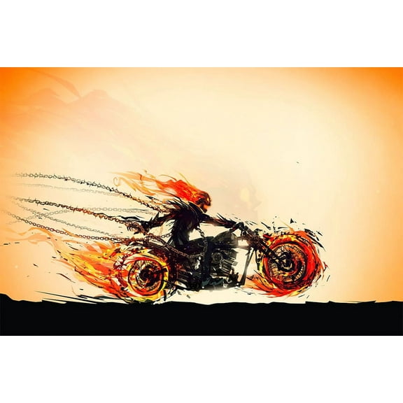 Ghost Rider Luxury Bike Sports Motorcycle Wall Art Home Decor - 12x18 Inch Laminated Poster - Stunning Detail and Bold Colors