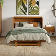 AFI Santa Fe Full Wood Murphy Bed Chest with 6 Mattress and Charger, Light Toffee