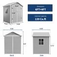 thumbnail image 3 of 6x4 ft Outdoor Storage Shed with Floor, Plastic Resin Garden Shed with Window & Lockable Door, Tool Shed for Patio, Backyard, Lawn Mower, Bike Storage Grey, 3 of 6