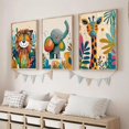 thumbnail image 4 of Safari Animal Nursery Canvas Wall Art Cute Watercolor Elephant Giraffe Lion Pictures Wall Decor Colorful Jungle Animals Posters Painting Prints for Kids Room Baby Boys(only canvas), 4 of 6