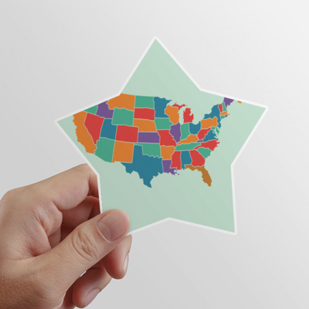 America Map States Pattern Star Sticker Paster Vinyl Car Tags Decoration Decal