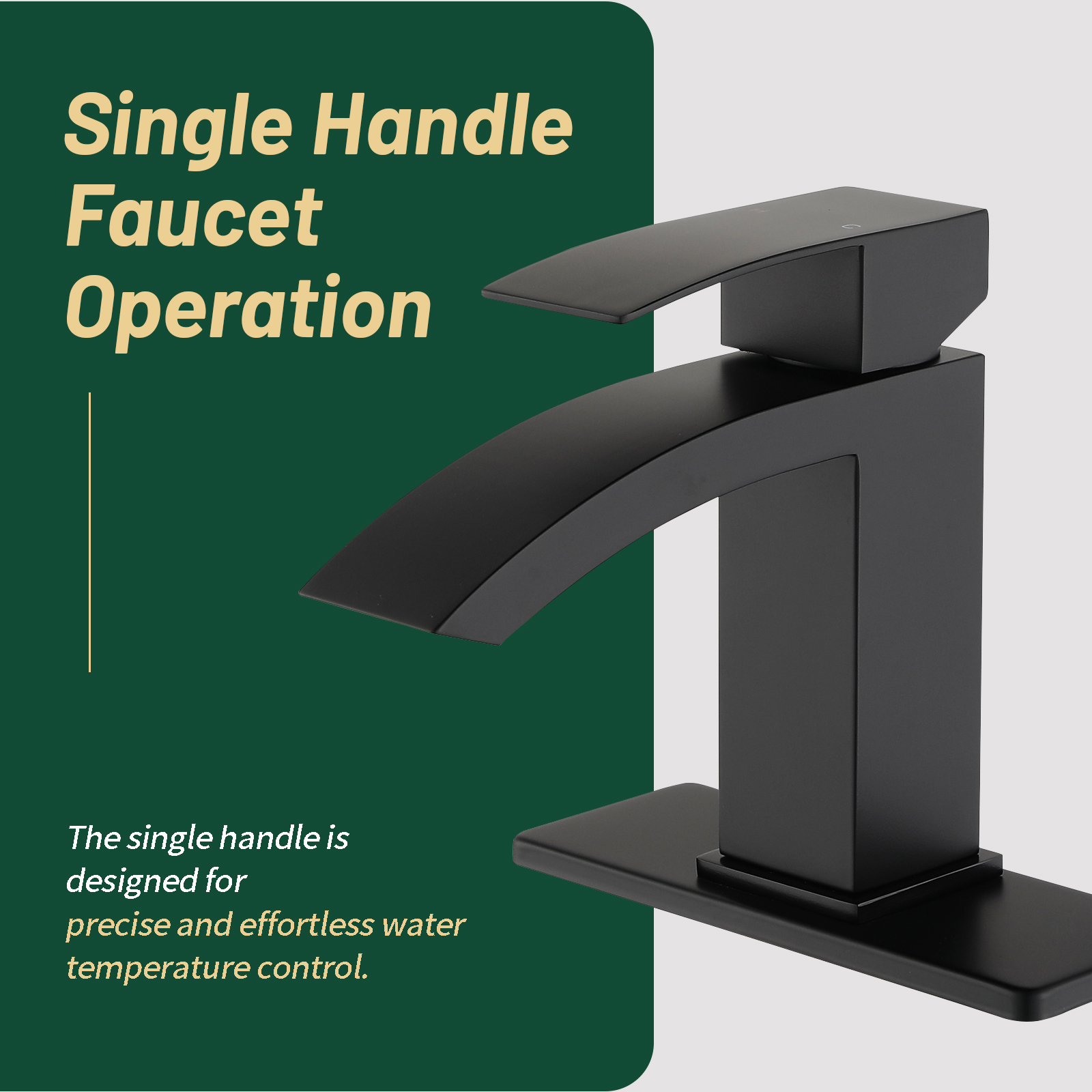 Cobbe Single-Handle Bathroom Sink Faucet for Vanity Single-Hole Installation with Low-Arc Spout and Pop-Up Drain Matte Black
