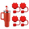 thumbnail image 1 of Tapas de pajitas con forma de flor para vasos Stanley de 30 y 40 oz con accesorios para asas, 4 tapas de pajitas de silicona, protectores de puntas de pajitas reutilizables para pajitas Stanley de 10, 1 of 5