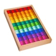 thumbnail image 4 of Juego de bloques de construcción de arcoíris, cubos apilables, suave, con estuche de madera, juego de apilamiento de bloques de construcción para, 4 of 9