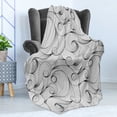 thumbnail image 4 of Black and White Soft Flannel Fleece Blanket, Doodle Design Abstract Curled Waves Pattern Asymmetrical Spirals Theme, Cozy Plush for Indoor and Outdoor Use, 60" x 80", Black and White, by Ambesonne, 4 of 5