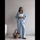 thumbnail image 5 of Conjuntos de 2 Piezas para Mujer: Conjuntos Casuales de Salón, Camisas de Larga con Botones y Pantalones de Pierna Azul XXL, 5 of 10