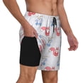 thumbnail image 3 of Picia Red Squirrel And Blue Rabbit pattern Mens Swim Trunks with Compression Liner Stretch Beach Shorts Quick Dry with Zipper Pockets No-Chafing Board Shorts-Small, 3 of 9