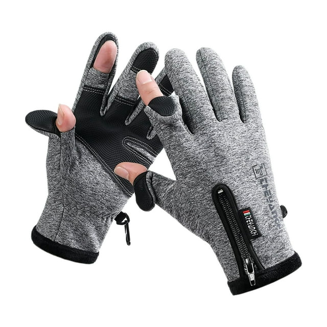 Winter Touchscreen Warm Gloves Windproof Waterproof Gloves for Running Driving Cycling Working -Slip Zipper Type Gloves, Grey L