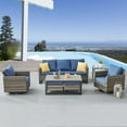 thumbnail image 2 of Bellefurn Outdoor Patio Conversation Set,7 Piece Wicker Outdoor Furniture Set with Swivel Glider Chair Set of 2,Sofa,Coffee Table and Ottomans for Porch Balcony Garden Deck Yard, 2 of 12