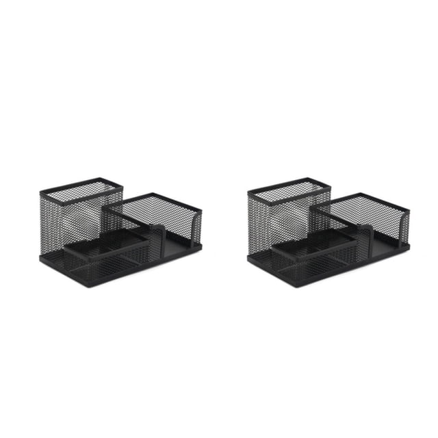 Sidaley Portalápices de hierro, almacenamiento de Color sólido, recubierto, anticorrosivo, para oficina, escuela, dormitorio, controlador, Negro 2Conjunto