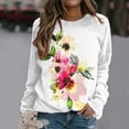 thumbnail image 2 of IROINNID Long Sleeve T-Shirts for Women Home Flower Print Round Neck T-shirt Top Blouse Pullover,White, 2 of 6