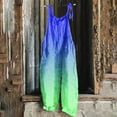 thumbnail image 2 of QATAINLAV Rompers for Women 2024 Sleeveless Strap Jumpsuits Casual Cotton Linen Overalls Trendy Gradient Print Jumpsuit Loose Wide Leg One Piece Pants Blue XXL, 2 of 6