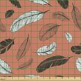 thumbnail image 2 of Retro Upholstery Fabric by the Yard, Pattern of Flying Feathers Drawn by Hand Bohemian Style Setting, Decorative Fabric for DIY and Home Accents, Salmon Charcoal Grey by Ambesonne, 2 of 5