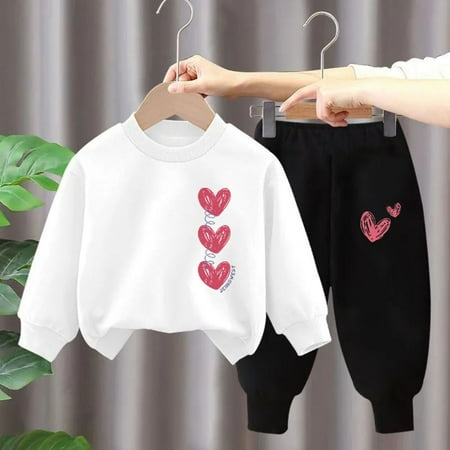 

Abomasnow Toddler Kids Boys Girls Cute Sweatsuit Casual Fall Heart Print Child Clothes Long Sleeve Sweatshirt and Sweatpants Outfit Winter Dressy 2 Piece Sets