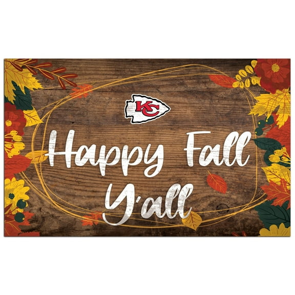 Kansas City Chiefs 11'' x 19'' Happy Fall Y'all Sign