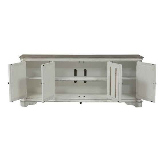 Pemberly Row Traditional Wood TV Console in White