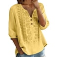 thumbnail image 2 of BaoFuBaoMei Embroidered Tops for Women Plus Size V Neck Elbow Sleeve Shirts Trendy Solid Blouse Loose Breathable Outfit, 2 of 5