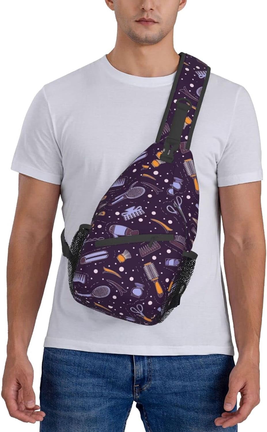 Barber Salon Tools Pattern Sling Bag Crossbody Hiking Travel Chest Bags Backpack Shoulder Daypack for Women Men