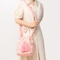 thumbnail image 1 of Bolso bohemio para mujer, bolso de lona con cordón y borla, bolso de playa de verano (rosa), 1 of 5