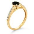 thumbnail image 3 of Gem Stone King 10K Yellow Gold Black Onyx and White Lab Grown Diamond Engagement Ring for Women (0.58 Cttw, Oval 6X4MM, Gemstone December Birthstone, Size 7), 3 of 4
