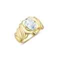 thumbnail image 6 of RYLOS Rings for Women 14K Gold Plated Silver Ring Solitaire 9X7MM Oval Gemstone with Satin Finish Band March Aquamarine Jewelry Size 7, 6 of 7