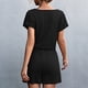 thumbnail image 3 of Short Pants Jumpsuits Women V Neck Shorts Jumpsuits Casual Lace Stitching Short Sleeve Front Button Shorts Jumpsuits For Summer Black XXL ANGGREK Otros, 3 of 6