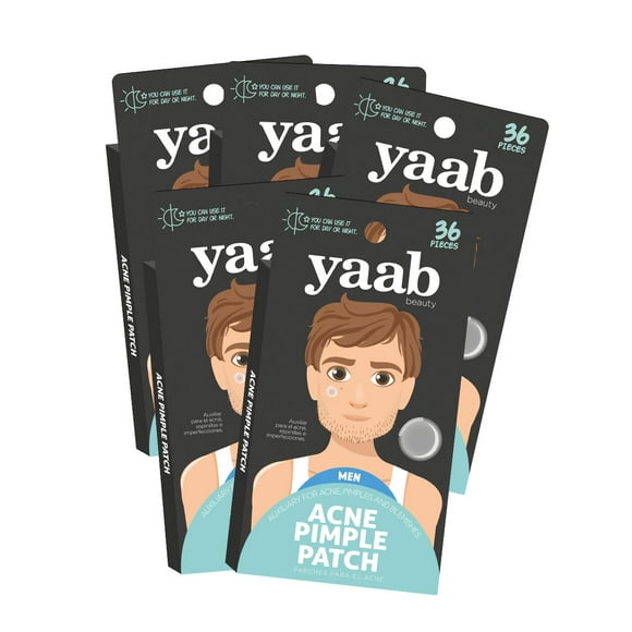 Yaab Beauty - Pack 5 cajas Acné pimple patch hombre, 36 pzas c/u