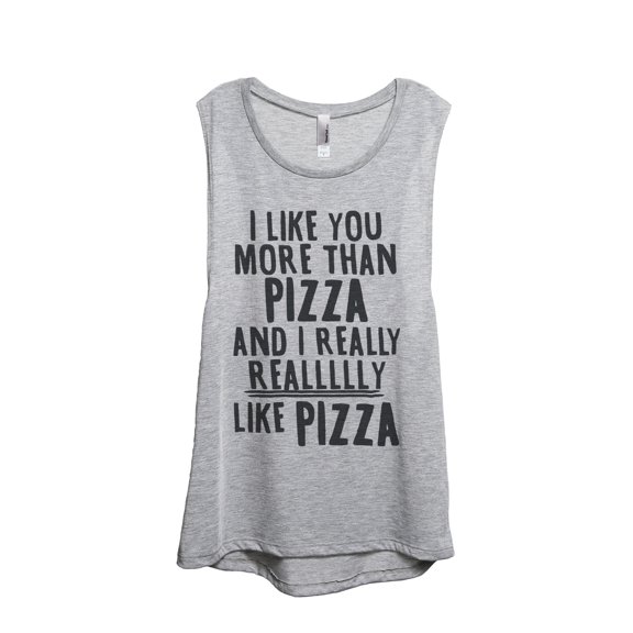 Thread Tank More Than Pizza Women's Sleeveless Muscle Tank Top Sport Grey Small