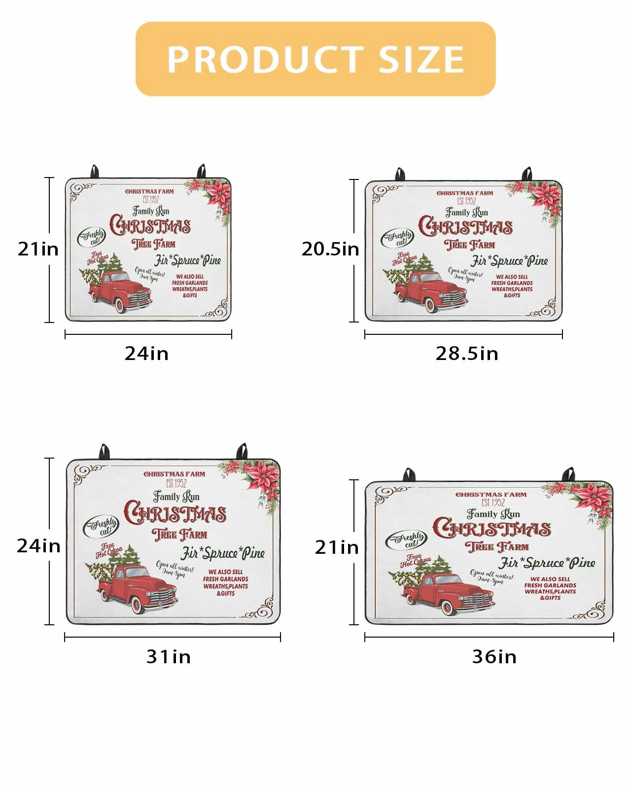 Large Induction Cooktop Protector Mat Christmas Stove Top Covers for Electric Stove, Red Trucks Trees Poinsettia Letters Decorative Stove Burner Cover Mats, Glass Top Stove Cover