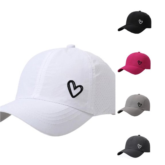 LiuXxxx Unisex Breathable Baseball Cap With Heart Embroidery Classic Visor Mesh Sun Comfort Everyday Adjustable Casual Dad Hat For Outdoor Activities White