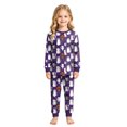 thumbnail image 2 of GCETTIC Cotton Girls Pajamas Girls Pajama Outfit Lightweight Cotton Long Sleeve Top Casual Rest Wear Purple,8-9 Years, 2 of 9