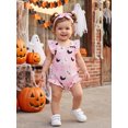 thumbnail image 4 of Cjfdfy Newborn Baby Girl Halloween Outfit Ghost Bat Print Ruffle Flying Sleeveless Sleeve Romper And Bow Headband Infant Cute My First Halloween Clothes 0-18 Months, 4 of 9