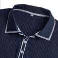 thumbnail image 5 of Men's Knit Sweater Casual Short Sleeve Textured Sweater Lightweight Button Down Striped Knit Golf Sweater, 5 of 7