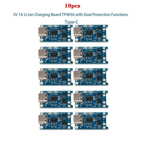 

5pcs/10pcs TP4056 5V 1A Charging Module 18650 Micro Type-c Lithium Battery Charging Board Micro Type-c USB Charge Module With Protect Module Li-ion Charging Board TP4056 With Dual Protection Functions