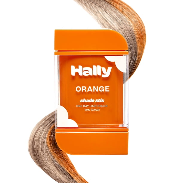 Hally Hair Color temporal para el cabello Shade Stix (naranja) - 12 ml de tiza para el cabello lavable para niños, adolescentes y adultos - Tinte para el cabello de un día Pop of Color para festivales