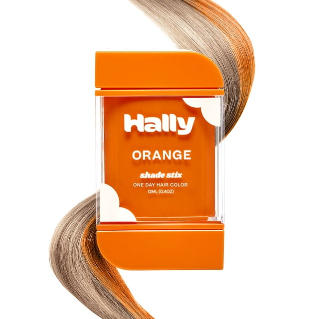Hally Hair Color temporal para el cabello Shade Stix (naranja) - 12 ml de tiza para el cabello lavable para niños, adolescentes y adultos - Tinte para el cabello de un día Pop of Color para festivales