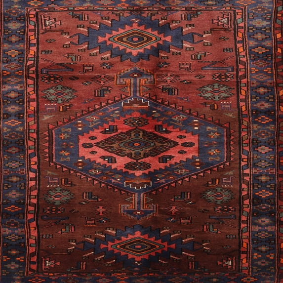 Ahgly Company Indoor Square Traditional Maroon Red Persian Area Rugs, 7' Square