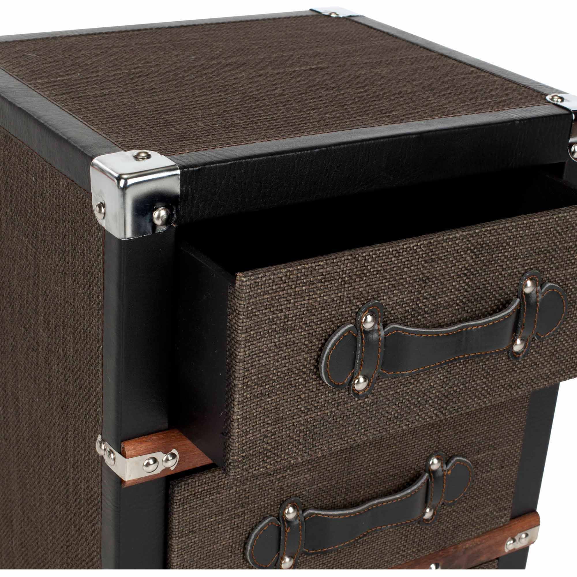 Safavieh Lewis 3-Drawer Rolling Chest, Black/Brown/Silver