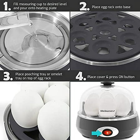 Elite Gourmet - 7-Egg Automatic Egg Cooker - Charcoal Gray