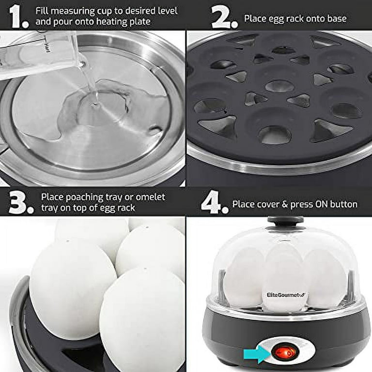 Elite Cuisine Automatic Easy Egg Cooker - White