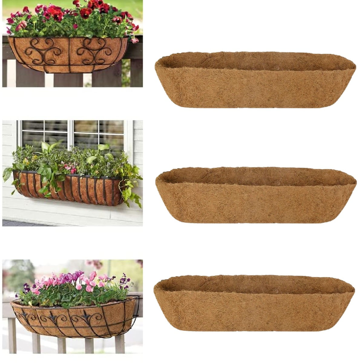 3Pcs Coco Liner Trough, 30" Trough Coco Fiber Replacement Liner, Coco