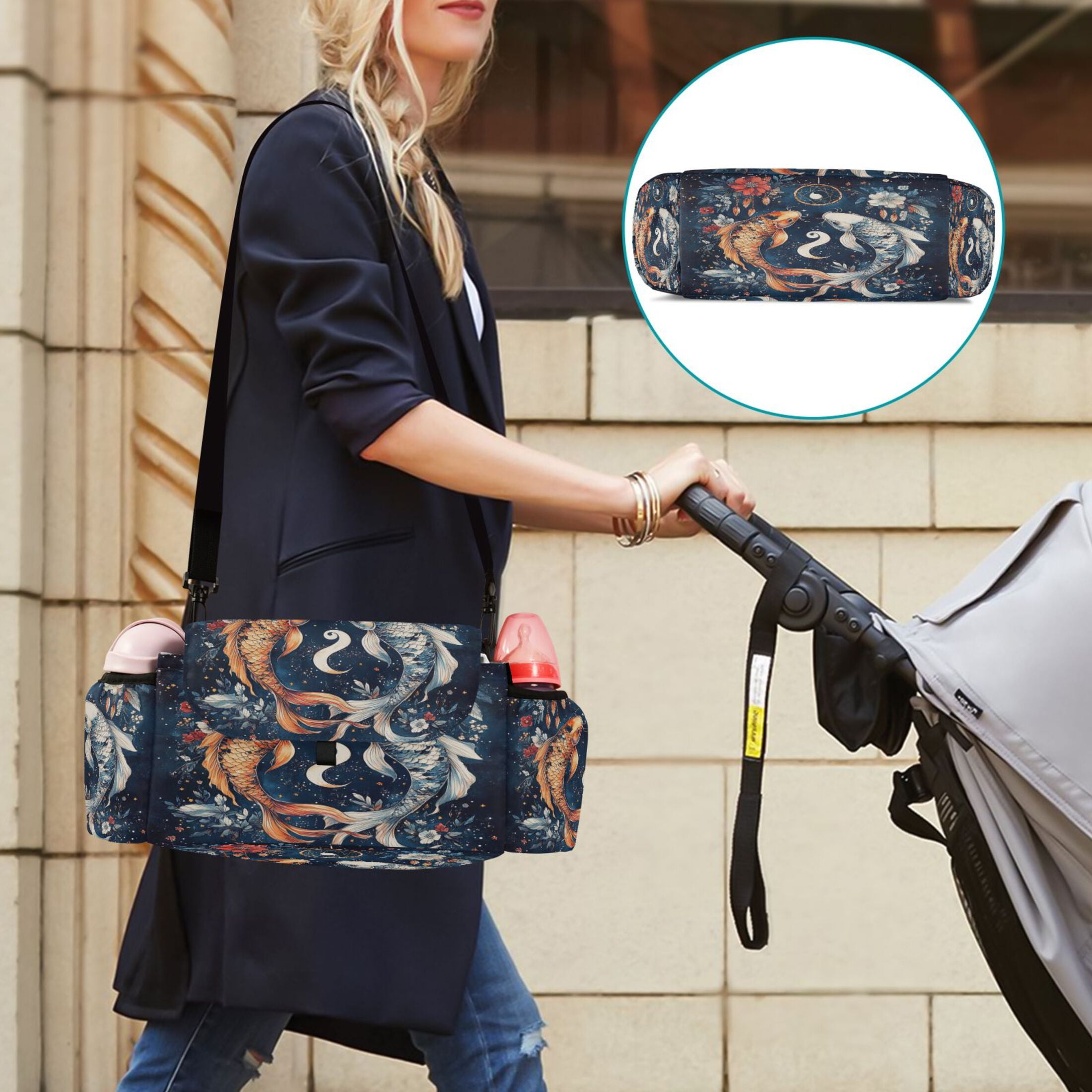 DIXRUYEE Stroller Organizer Celestial Koi Synchronicity Printed