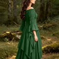 thumbnail image 6 of RFQWOVSR Womens Vintage Off Shoulder Lace Up Waist Dress Full Skirt Court Style Gown L, 6 of 6