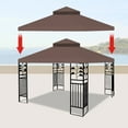 thumbnail image 3 of 10' x 10' Replacement Canopy Top Cover,Double Tiered Replacement Gazebo Tent Roof Top Cover for Outdoor Garden Patio,Coffee, 3 of 7