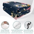 thumbnail image 4 of Quilts King Size Bedding Set, Farmhouse Flowers Lightweight Quilted Comforter, Country Pink Red Floral Leaf Navy Blue Soft Reversible Bedspread Coverlet with Pillow Covers for All Season, 96" x 106", 4 of 9