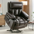thumbnail image 3 of Power Lift Recliner Chair, Electric Massage Lounge Chair with Heating and Vibration, 8-Point Massage & Lumbar Heat, Gift for Elderly Parents, Faux Leather, Brown, 3 of 14