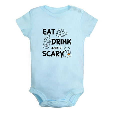 

Eat Drink And Be Scary Funny Rompers For Babies Newborn Baby Unisex Bodysuits Infant Jumpsuits Toddler 0-12 Months Kids One-Piece Oufits (Blue 6-12 Months)